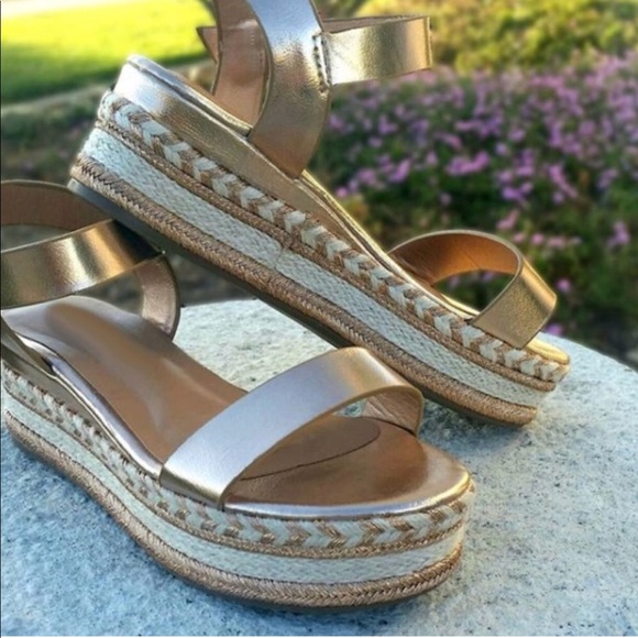 New- Rose Gold Sling Back Espadrille Sandals - Picture 3 of 4